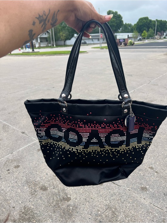 Coach Handbags - Coach Black Tote with Red, Gold and Silver Studded Logo